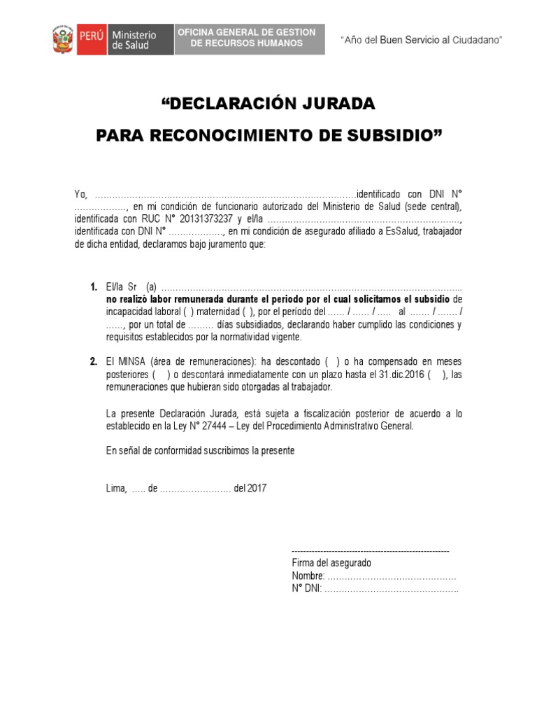 Declaración jurada para obtener subsidio: ¡Aprende cómo hacerla fácilmente!-2
